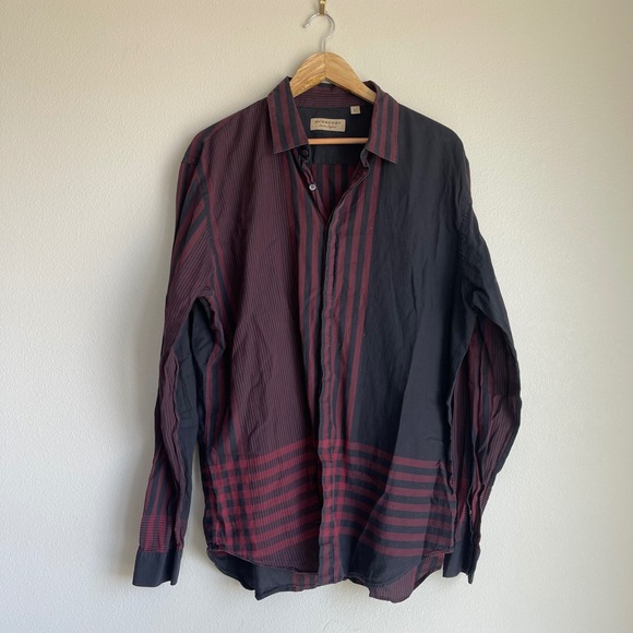 Burberry Men's Classic Fit Check Print Long Sleeve‎ Button Front Shirt XXL - Picture 1 of 11
